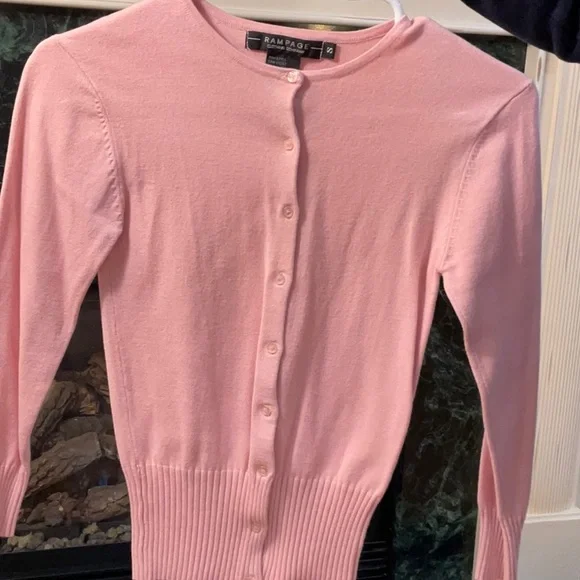 Rampage Soft Pink button Down dress sweater thin. - Picture 2 of 3